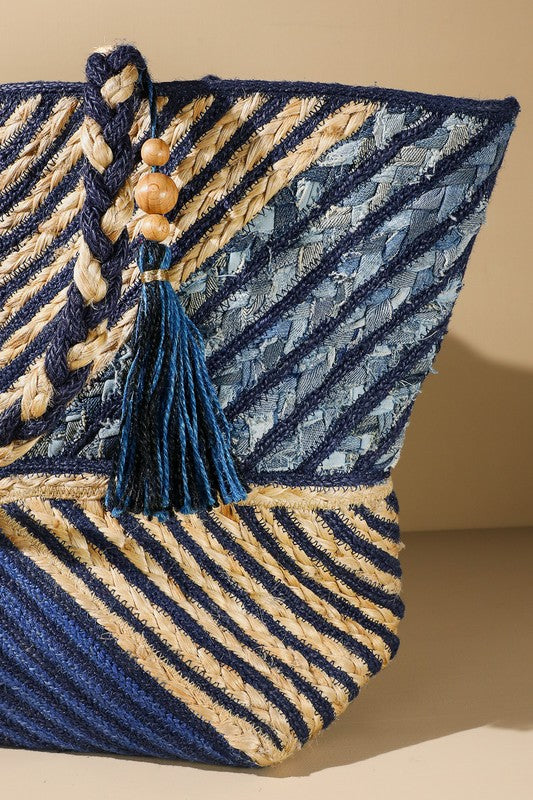 Denim Straw Bag
