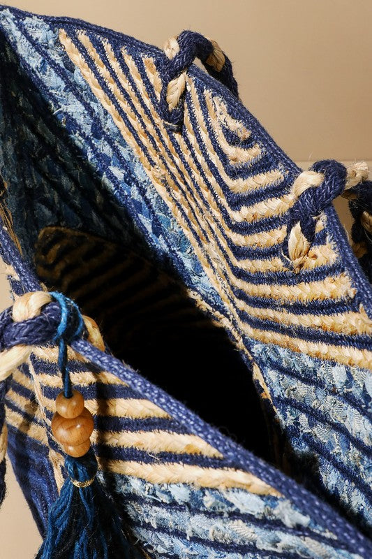 Denim Straw Bag