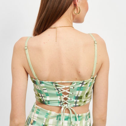 SPAGHETTI STRAP BUSTIER WITH LACE UP BACK