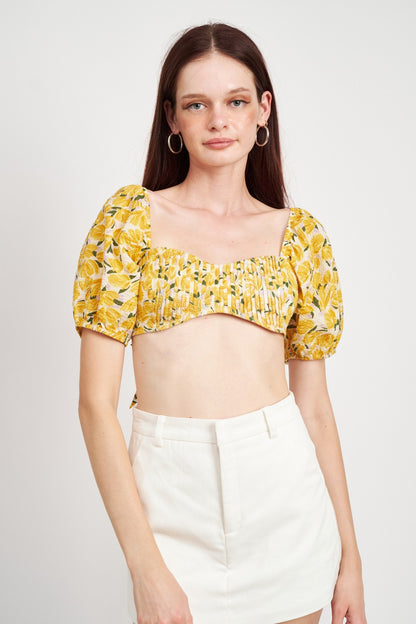 FLORAL CROPPED PUFF SLEEVE TOP