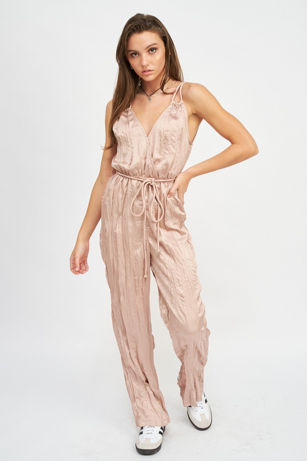 PLEADED WIDE LEG JUMPSUIT