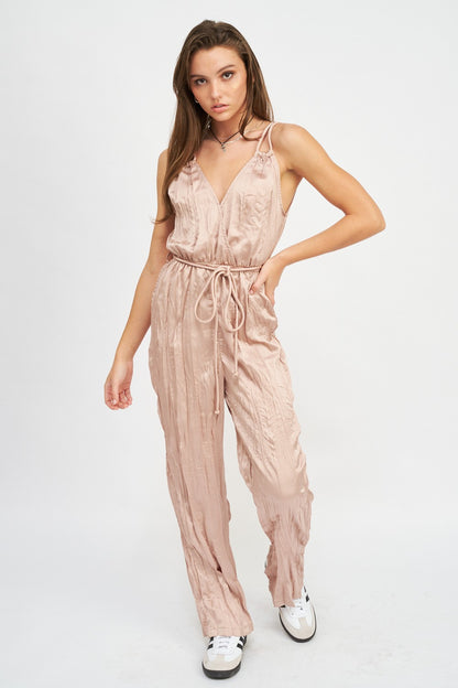 PLEADED WIDE LEG JUMPSUIT