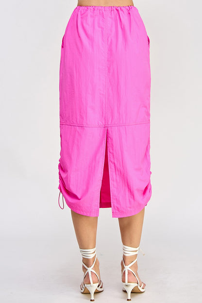 LOW RISE HOT PINK MIDI SKIRT