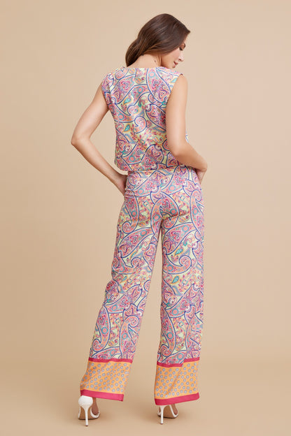 Paisley Satin Top Pant Set