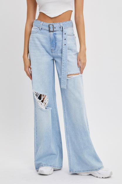 Nina High Rise Leg with Denim Belt