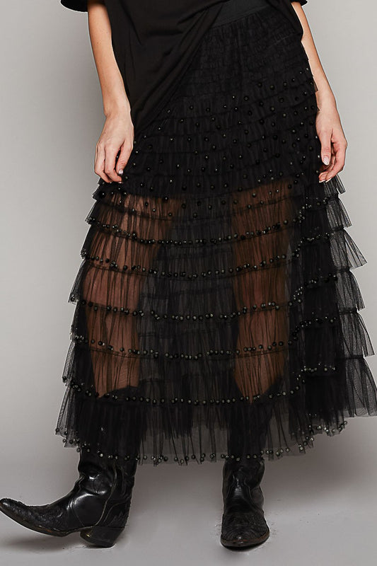 PEARL MESH WAVES SKIRT