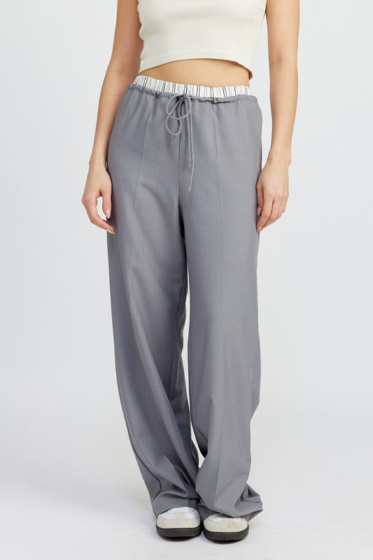 DOUBLE WAIST STRAIGHT LEG PANTS