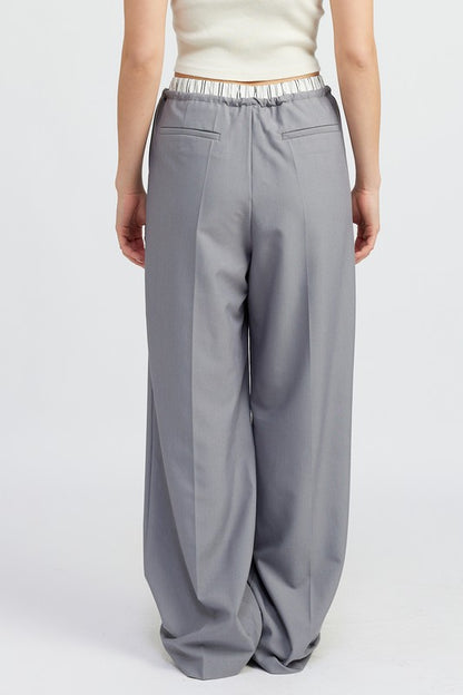 DOUBLE WAIST STRAIGHT LEG PANTS