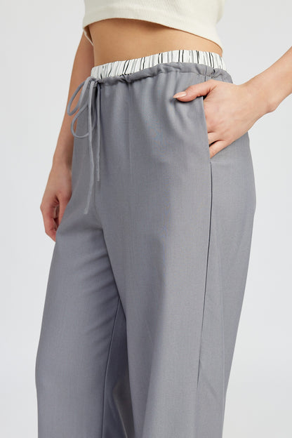 DOUBLE WAIST STRAIGHT LEG PANTS