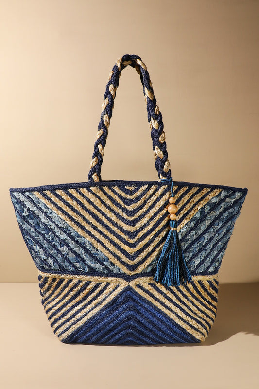 Denim Straw Bag