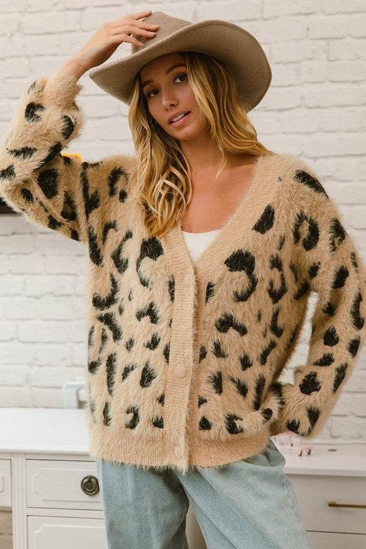 Fuzzy Leopard Cardigan