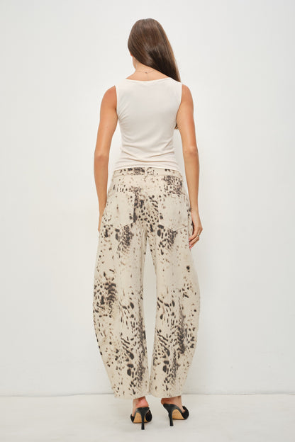 Aspen Snow Leopard Barrel Jeans