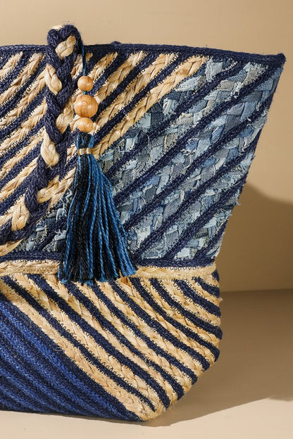 Denim Straw Bag