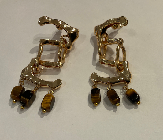 Tiger Eye Fringe Earring