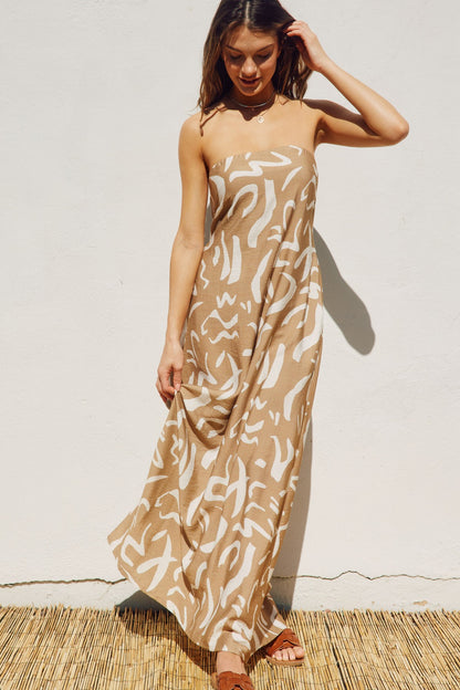 Coral Strapless Maxi