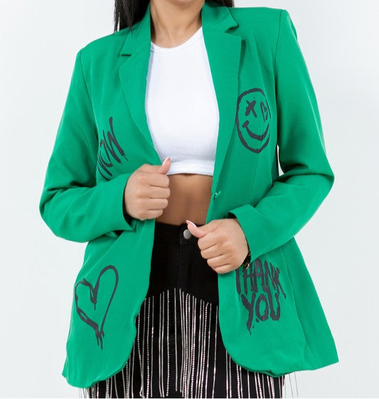 Graffiti Green Blazer