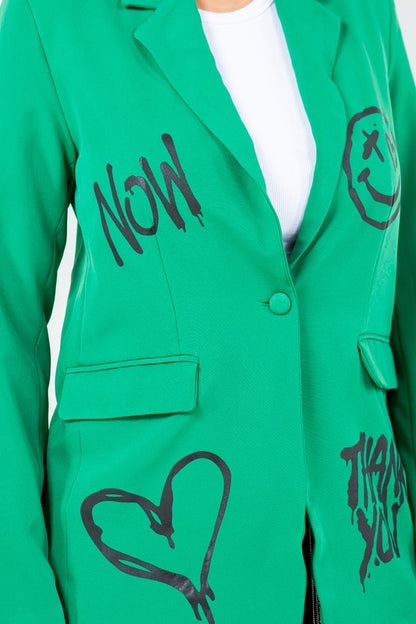 Graffiti Green Blazer