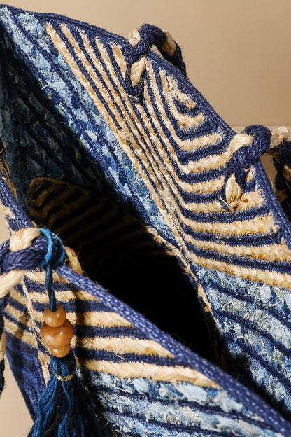 Denim Straw Bag