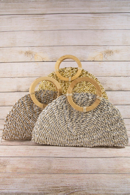 Metallic Straw Clutch