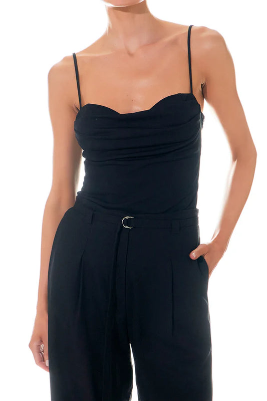 LINEY BLACK DRAPED BODYSUIT