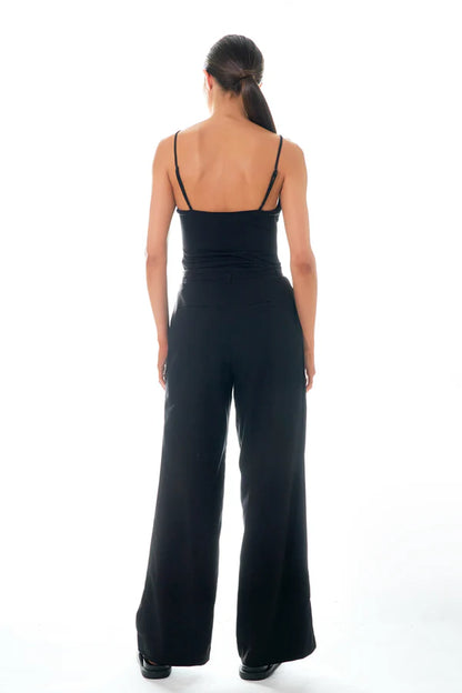 LINEY BLACK DRAPED BODYSUIT