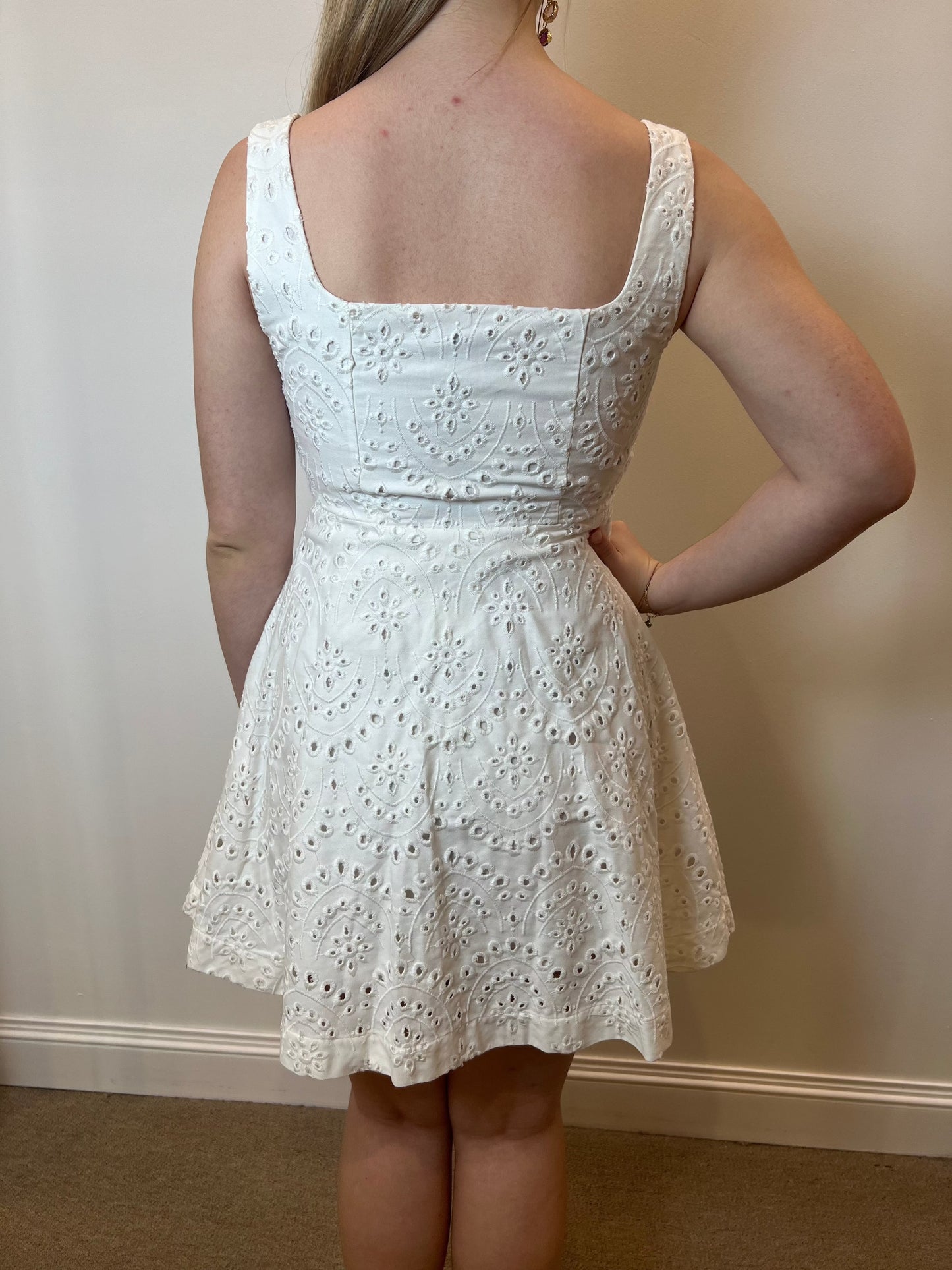 KAMILE WHT EYELET MINI DRESS