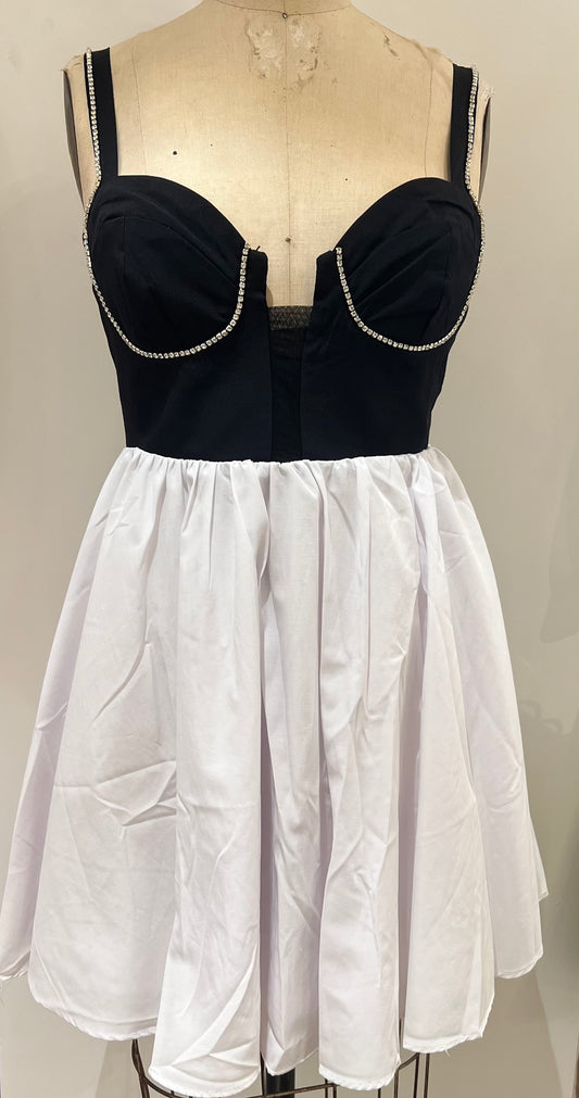 RHINESTONE CORSET MINI DRESS