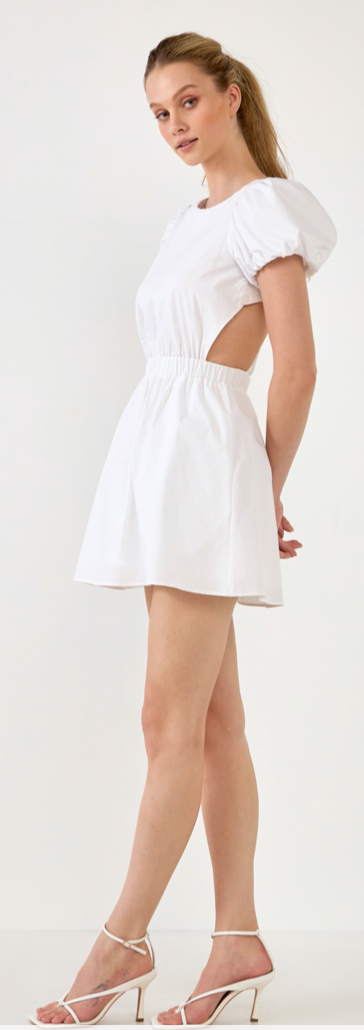 HAPPY POPLIN CROSS BACK MINI DRESS