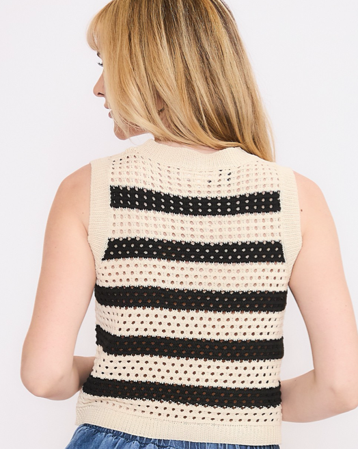 KNIT COLOR BLOCK SLEEVELESS SWEATER