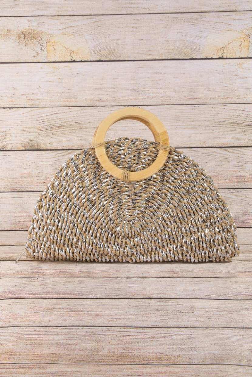 Metallic Straw Clutch