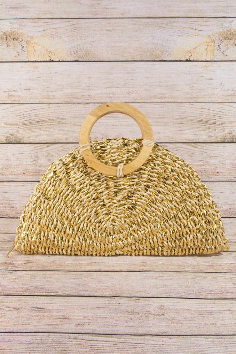 Metallic Straw Clutch
