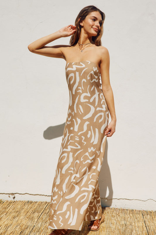 Coral Strapless Maxi